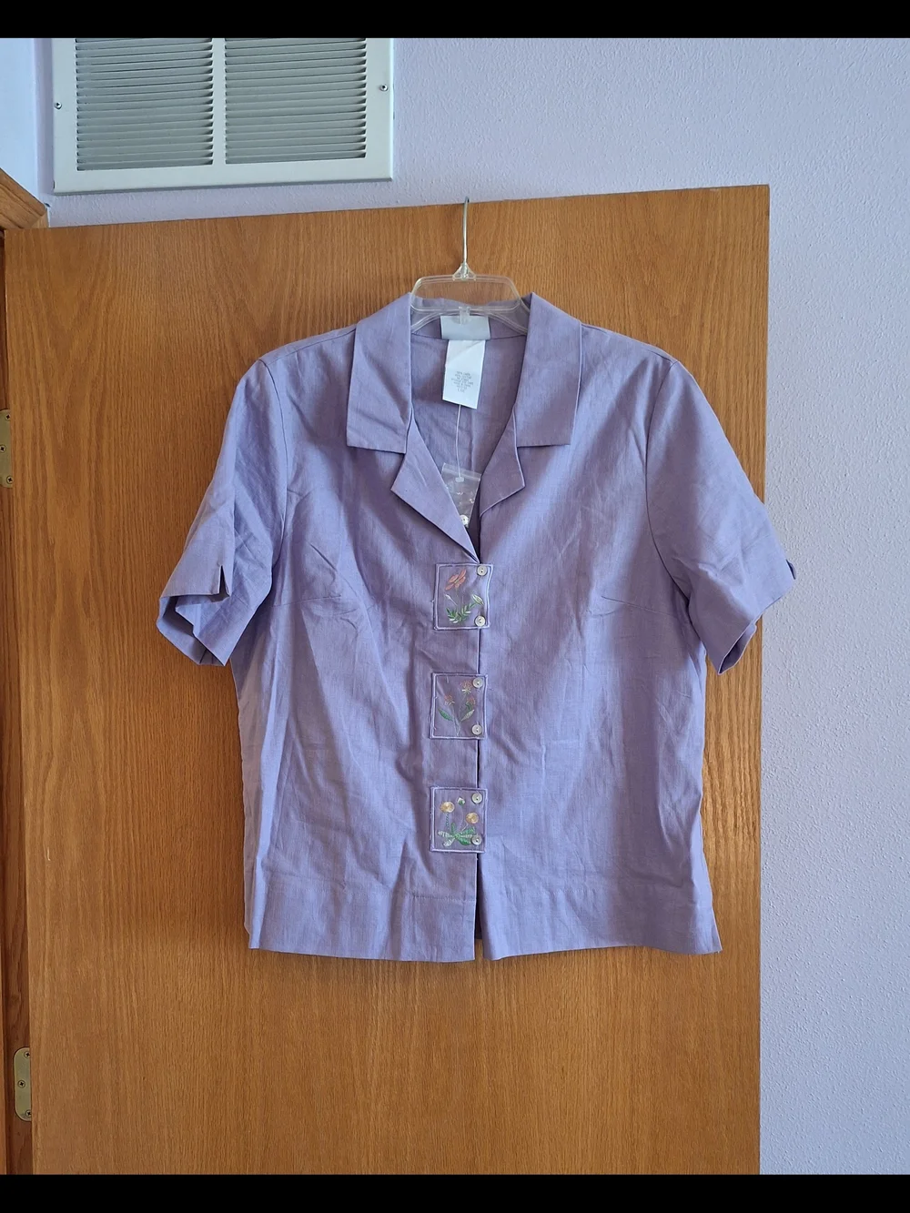 Lilac S/S Button Front Blouse And Matching Short Set